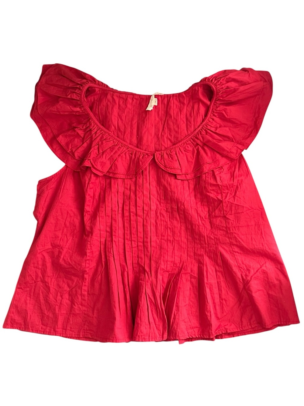 Anthropologie Forever That Girl Women’s 3X Red Pintucked Ruffle Blouse